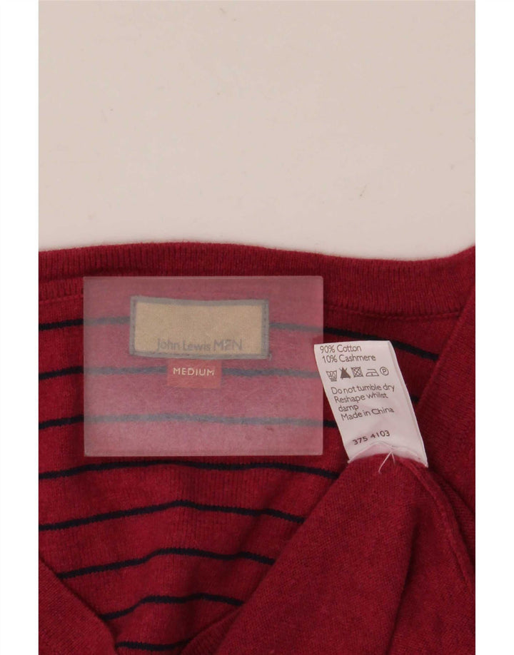 Maglione da uomo con scollo a V John Lewis in cotone rosso medio