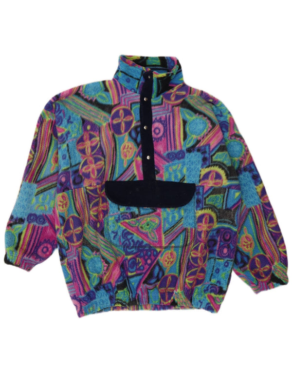 Maglione in pile anorak vintage da uomo grande poliammide geometrica multicolore