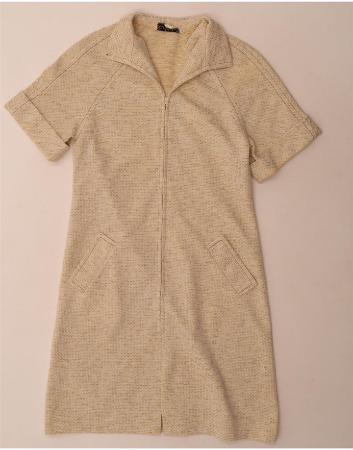 Abito a trapezio vintage da donna UK 14 Beige medio screziato