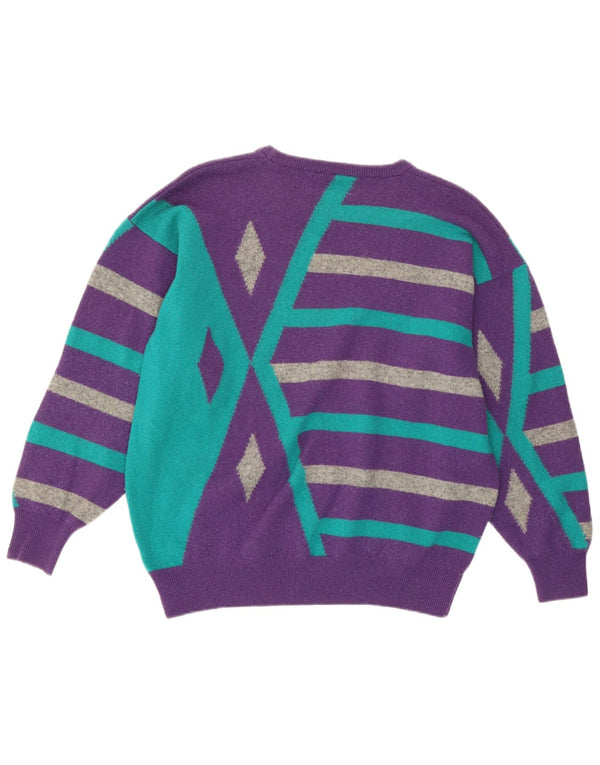 PRINGLE Womens Crew Neck Jumper Sweater UK 16 Large Purple Striped