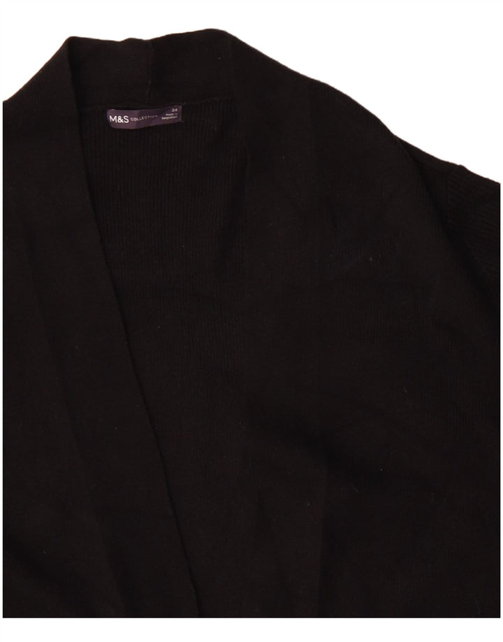 Maglione cardigan aperto lungo da donna Marks & Spencer UK 24 4XL Nero