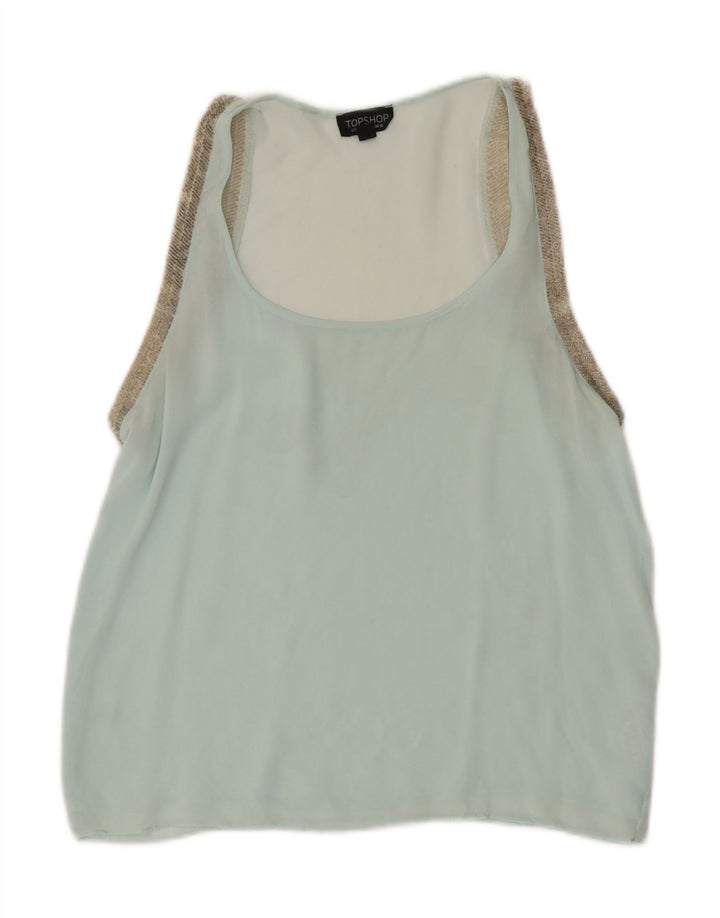 Topshop Camicetta senza maniche da donna Top UK 10 Piccolo poliestere blu