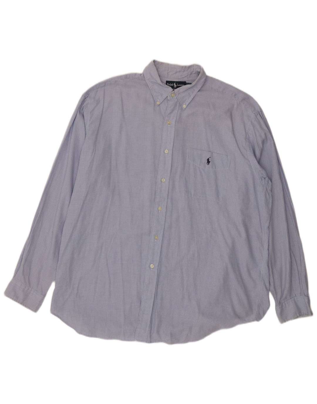 Camicia Tilden da uomo Ralph Lauren XL in cotone pied de poule blu