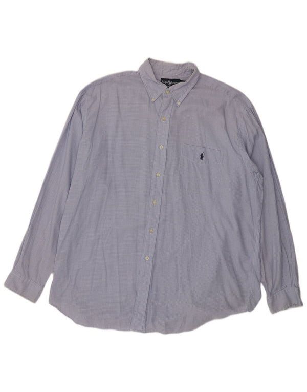 Camicia Tilden da uomo Ralph Lauren XL in cotone pied de poule blu