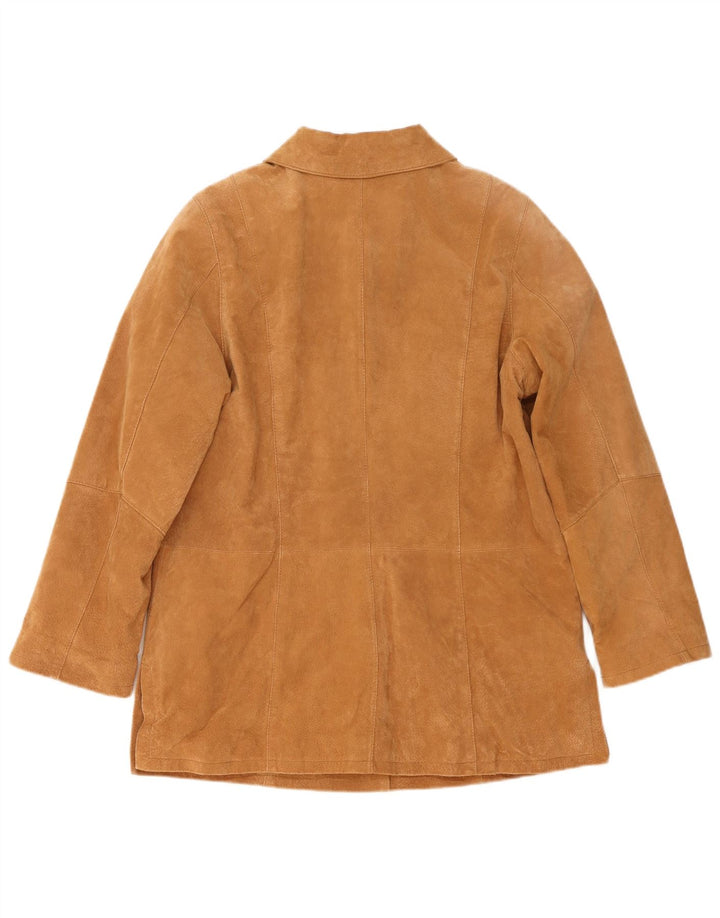 Giacca in pelle scamosciata da donna Marcel Clair UK 14 grande in pelle marrone