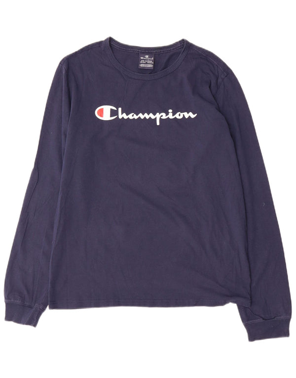 Top grafico da ragazzo Champion manica lunga 15-16 anni 2XL Blu navy