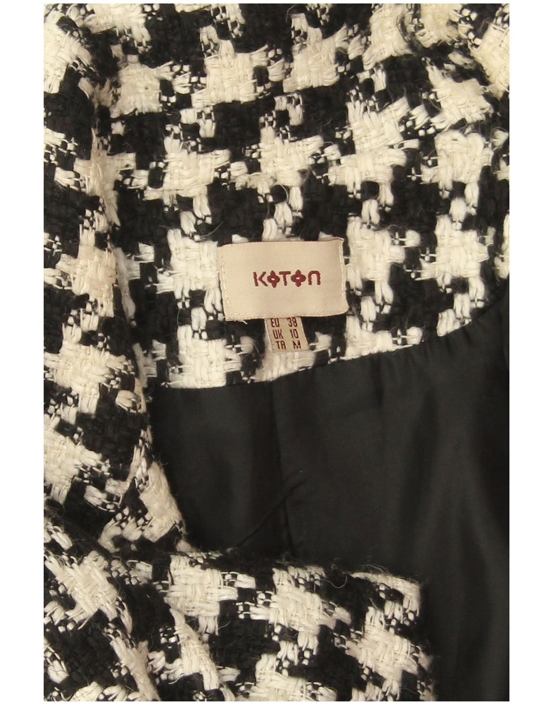 Cappotto oversize da donna Koton UK 10 piccolo in lana pied de poule nera
