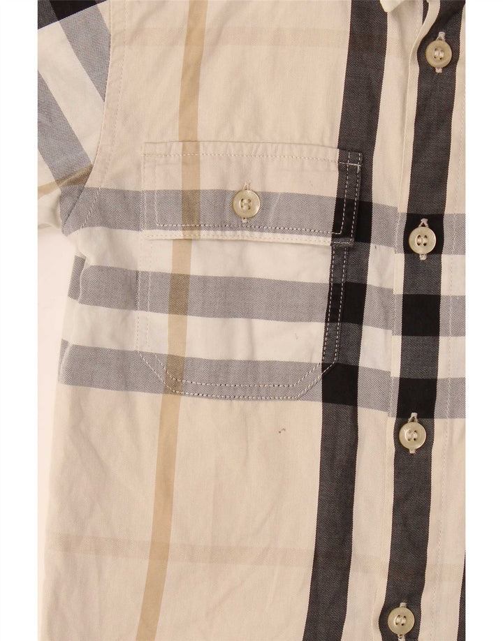 Camicia Burberry Ragazzi Manica Corta 3-4 Anni Scozzese Beige