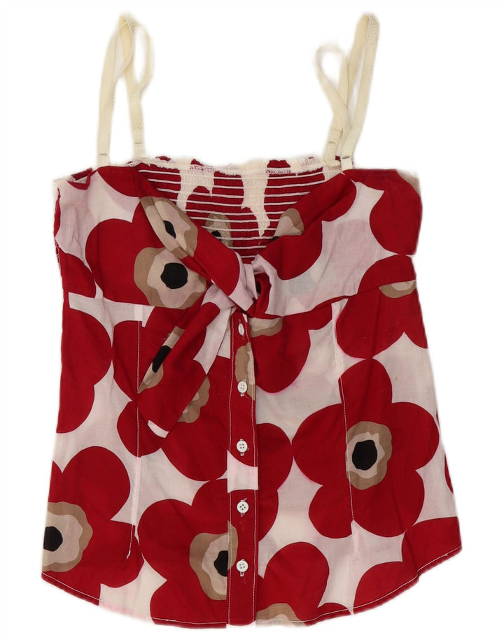 Dolce & Gabbana Donna Crop Cami Top IT 44 Cotone floreale rosso medio