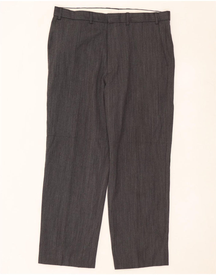 MARKS & SPENCER Pantaloni chino dritti da uomo W36 L29 Poliestere grigio