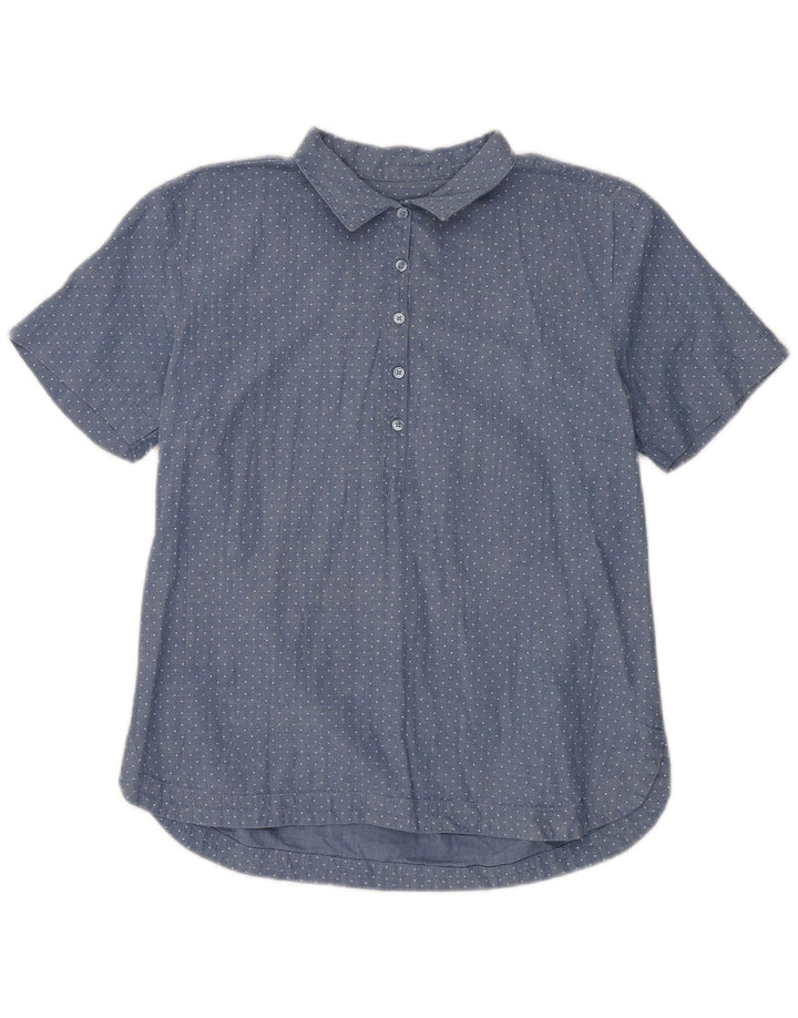 Camicia pullover a maniche corte da donna di Dack UK 18 XL cotone maculato blu