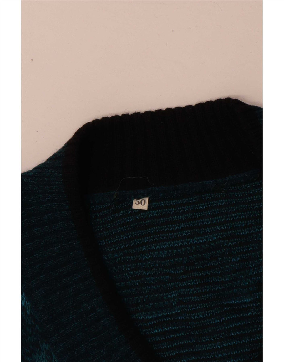 Maglione vintage da uomo con scollo a V IT 50 Blu medio Fair Isle