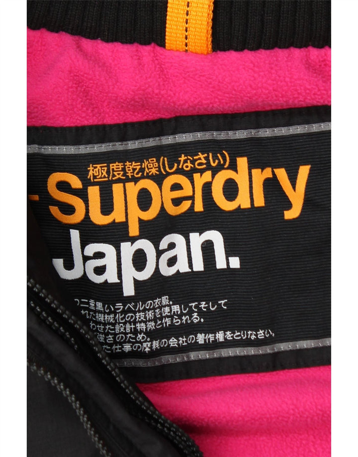 Giacca a vento con cappuccio da donna Superdry UK 14 grande nylon nero