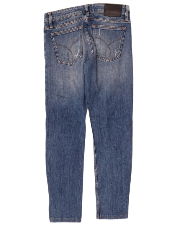 Jeans skinny invecchiati da donna Calvin Klein W30 L28 cotone blu