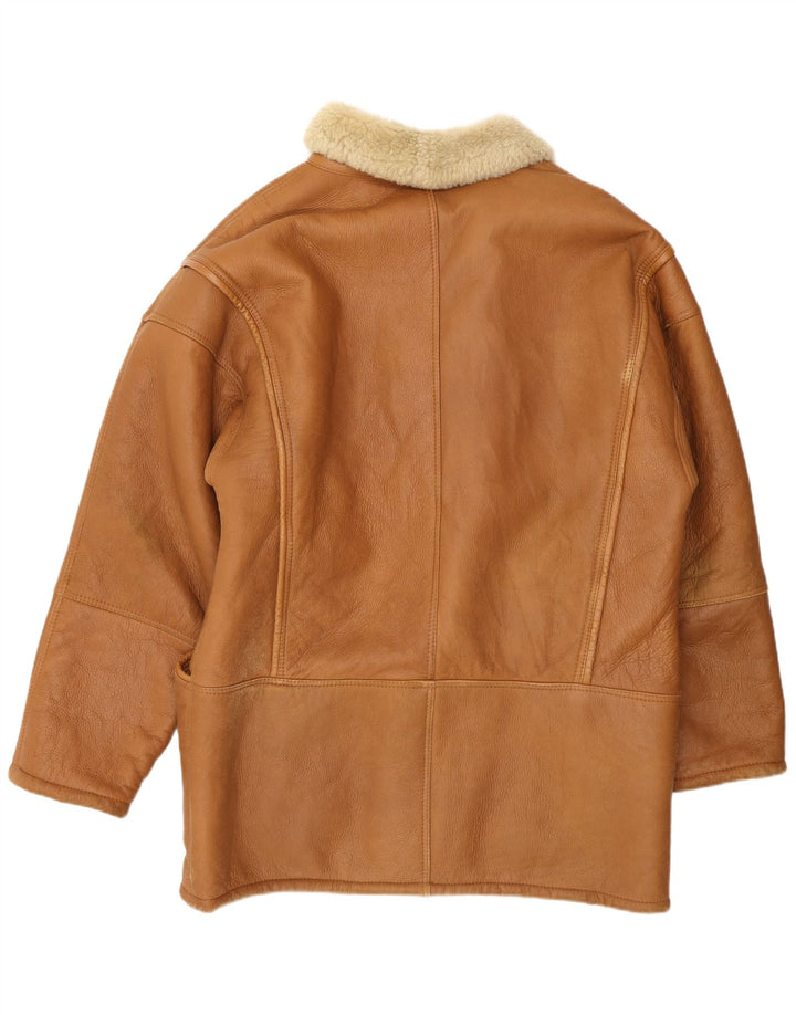 Giubbotto in shearling da uomo Vinci UK 40 grande in pelle marrone