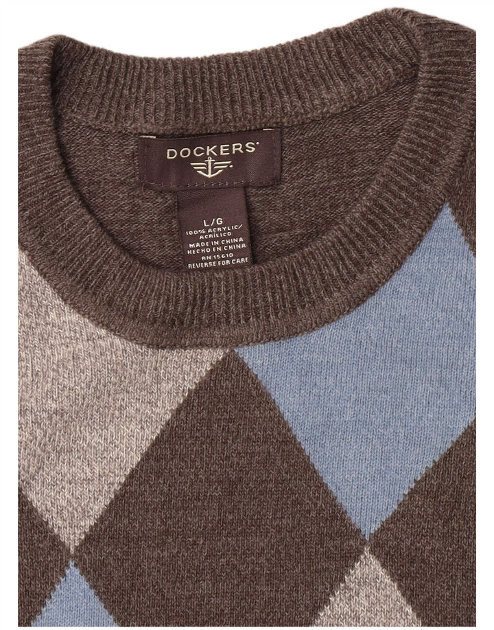 Maglione girocollo da uomo Dockers grande grigio a rombi/acrilico diamante
