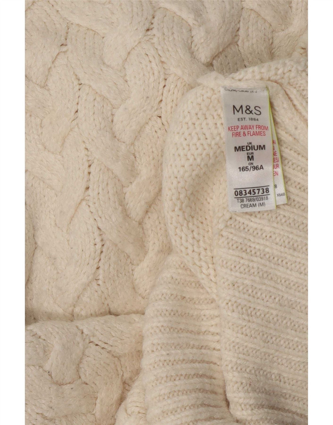 Maglione maglione collo alto da donna Marks & Spencer UK 14 medio bianco sporco Cl