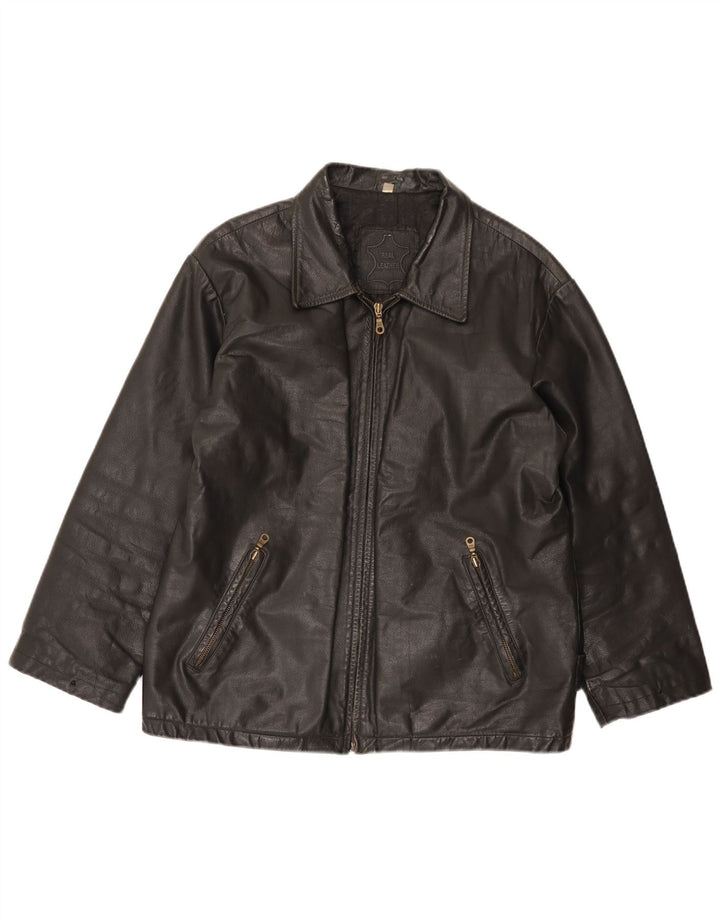 Giacca in pelle vintage da uomo UK 38 in pelle nera media