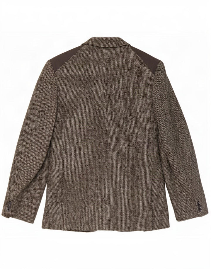 Giacca blazer vintage da uomo a 1 bottone UK 38 Lana screziata grigio medio