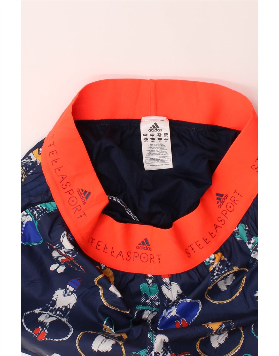ADIDAS Womens Abstract Pattern Sport Shorts UK 8/10 Small  Navy Blue Vintage Adidas and Second-Hand Adidas from Messina Hembry 
