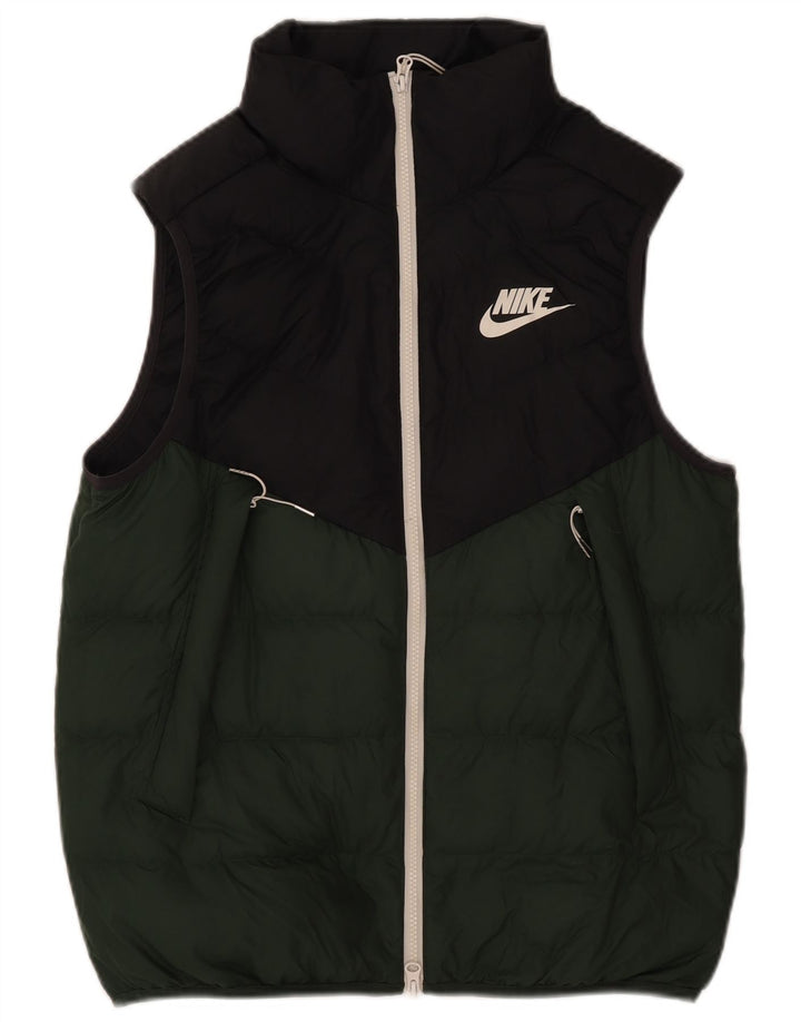 Gilet imbottito da uomo Nike UK 38 poliestere color block verde medio