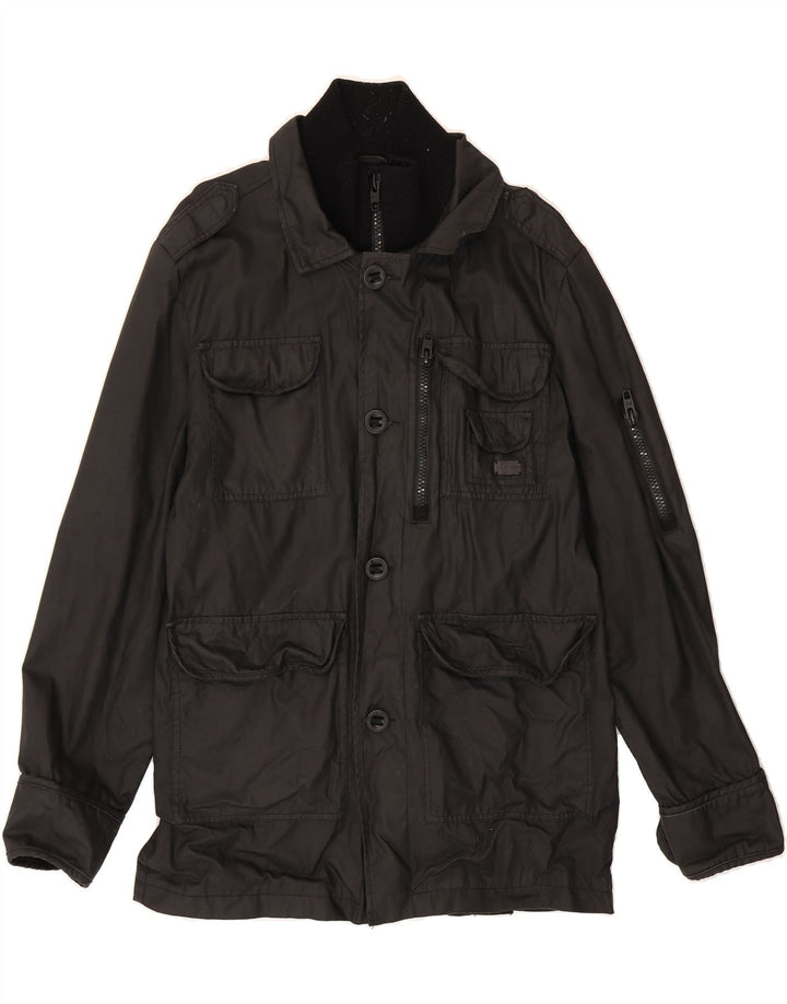 FRENCH CONNECTION Mens Military Jacket UK 38 Medium Black Cotton Vintage French Connection and Second-Hand French Connection from Messina Hembry 