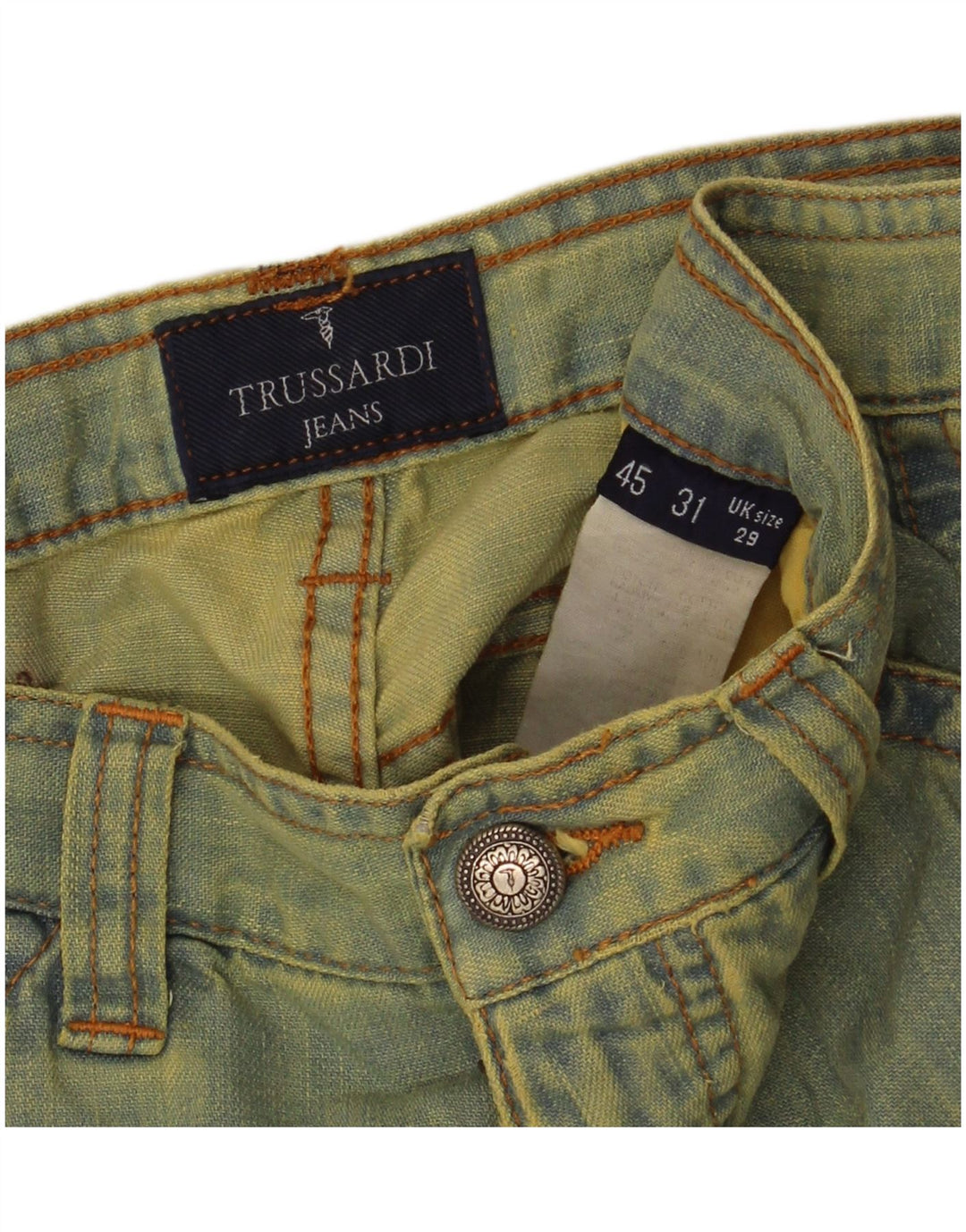 Jeans dritti da uomo Trussardi W29 L34 verde tie dye