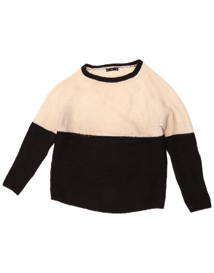 Maglione maglione girocollo da donna Zara UK 10 piccolo bianco color block