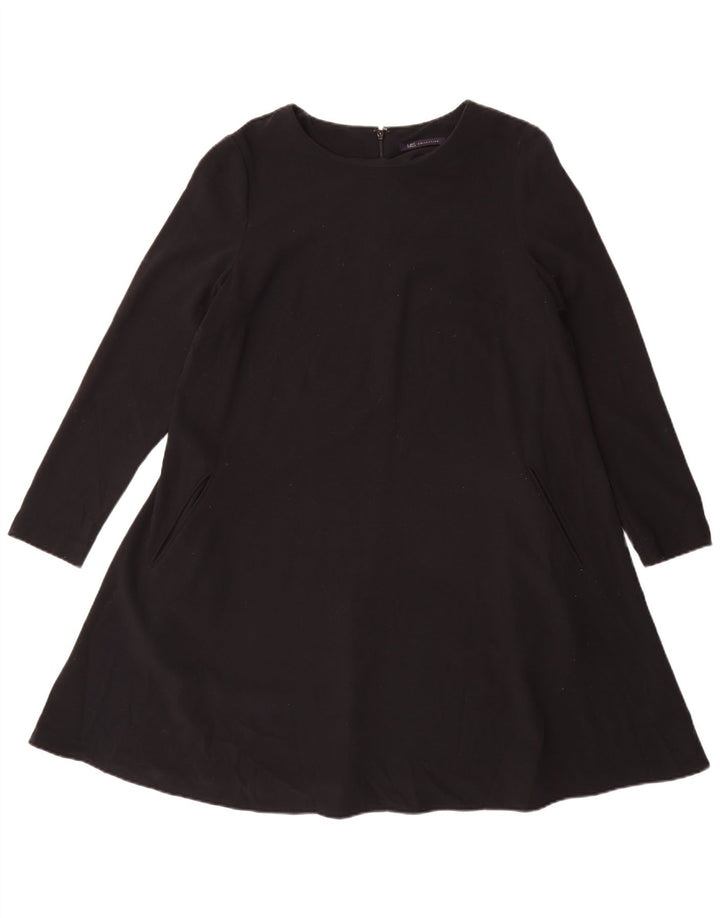 Abito a trapezio a maniche lunghe da donna Marks & Spencer UK 14 grande poliestere nero