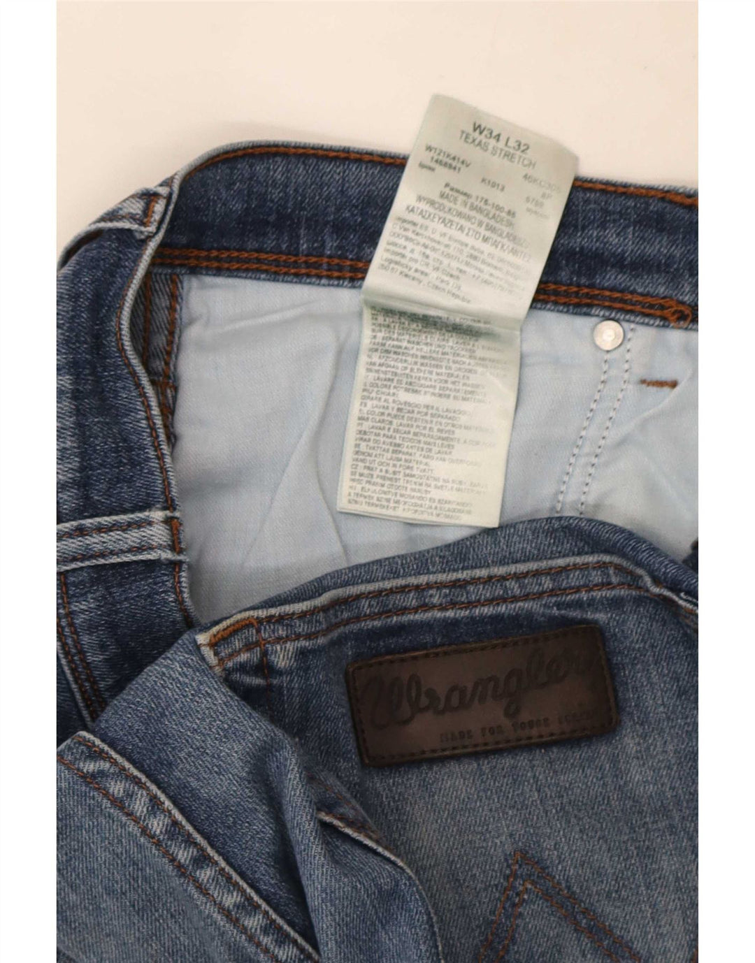 Jeans dritti elasticizzati Texas da uomo Wrangler W34 L32 cotone blu