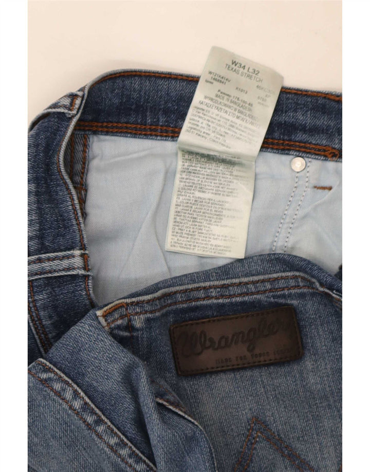 Jeans dritti elasticizzati Texas da uomo Wrangler W34 L32 cotone blu