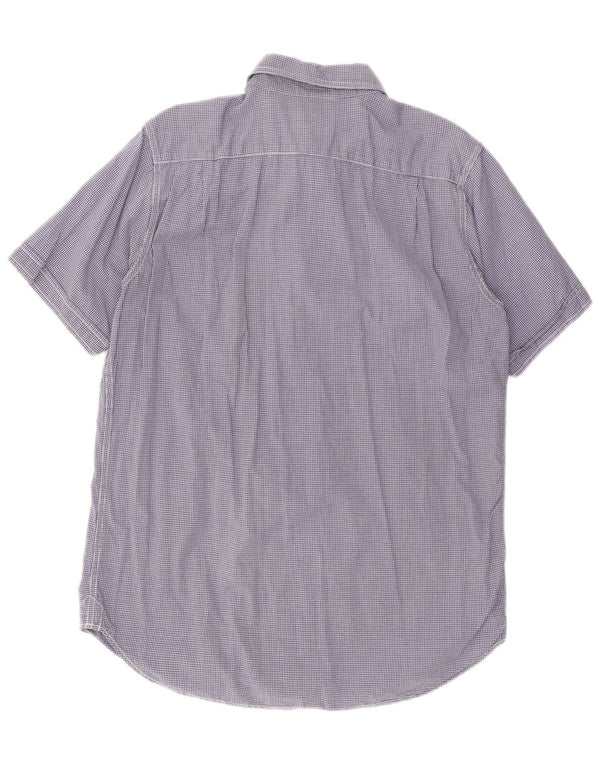 Camicia a maniche corte da uomo WOOLRICH XL a quadretti blu navy