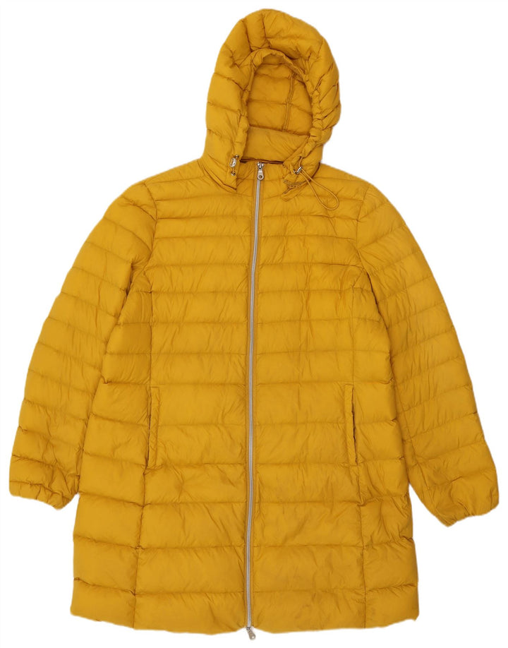 MARKS & SPENCER Cappotto imbottito con cappuccio da donna UK 18 XL Giallo Poliammide