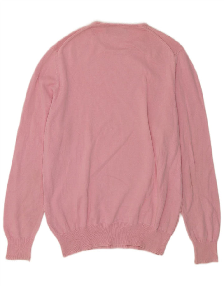Maglione maglione girocollo da uomo Zara in cotone rosa medio