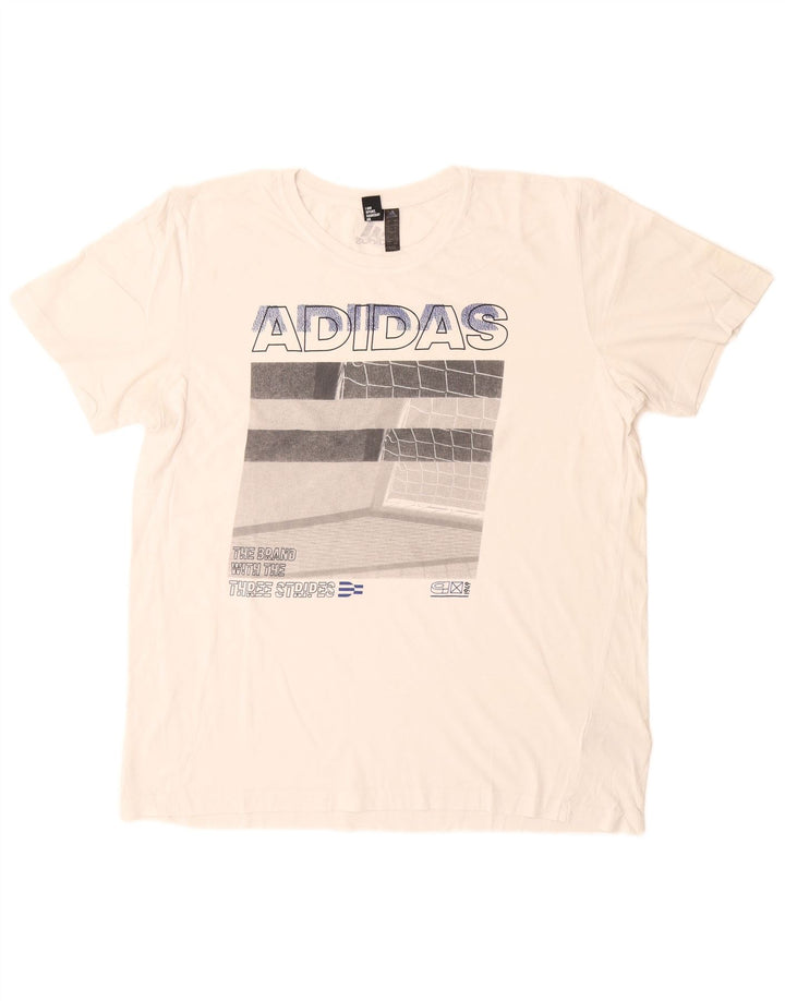 T-shirt grafica da uomo Adidas Top grande in cotone bianco