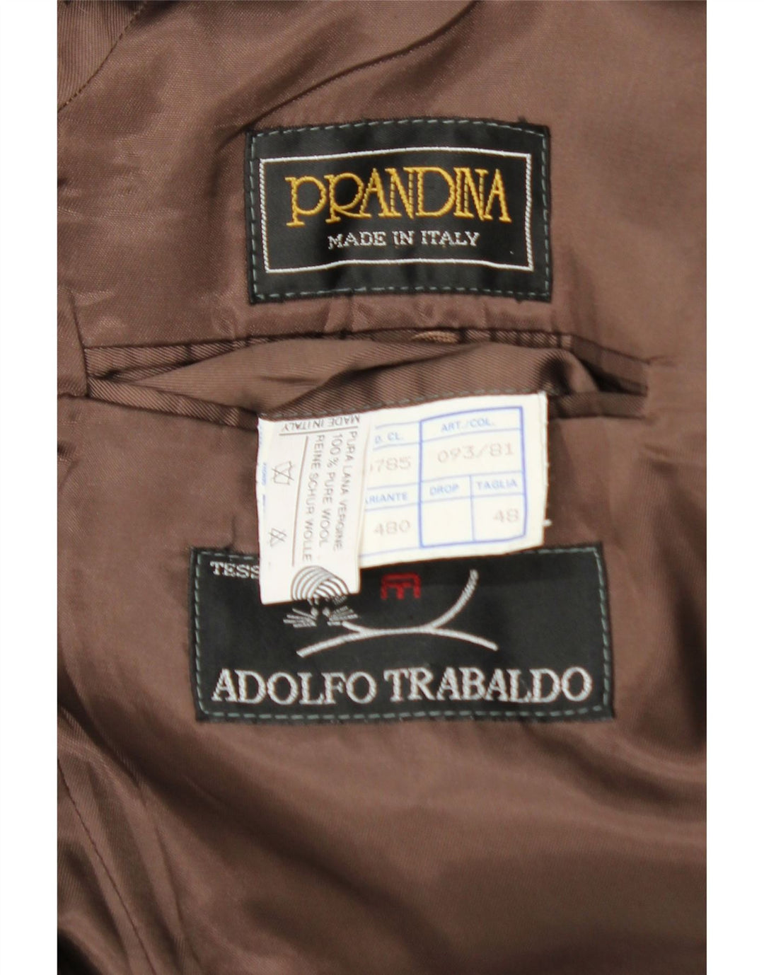 Trench Uomo Prandina IT 48 Lana Vergine a quadri Marrone Medio