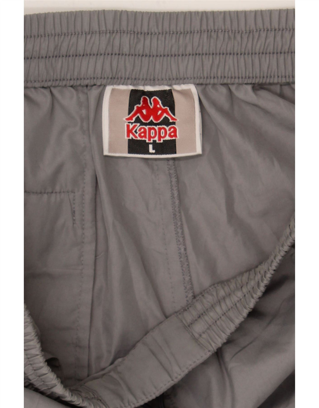 KAPPA Mens Graphic Sport Shorts Large  Grey Polyester Vintage Kappa and Second-Hand Kappa from Messina Hembry 