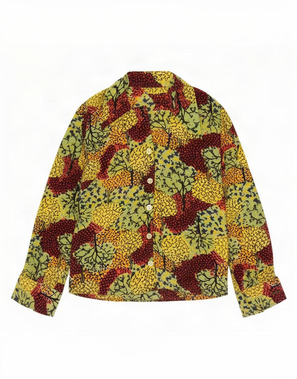 Camicia da donna vintage UK 12 medio giallo floreale