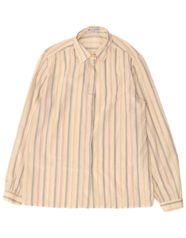 Camicetta camicia oversize da donna vintage EU 40 Poliestere a righe beige medio