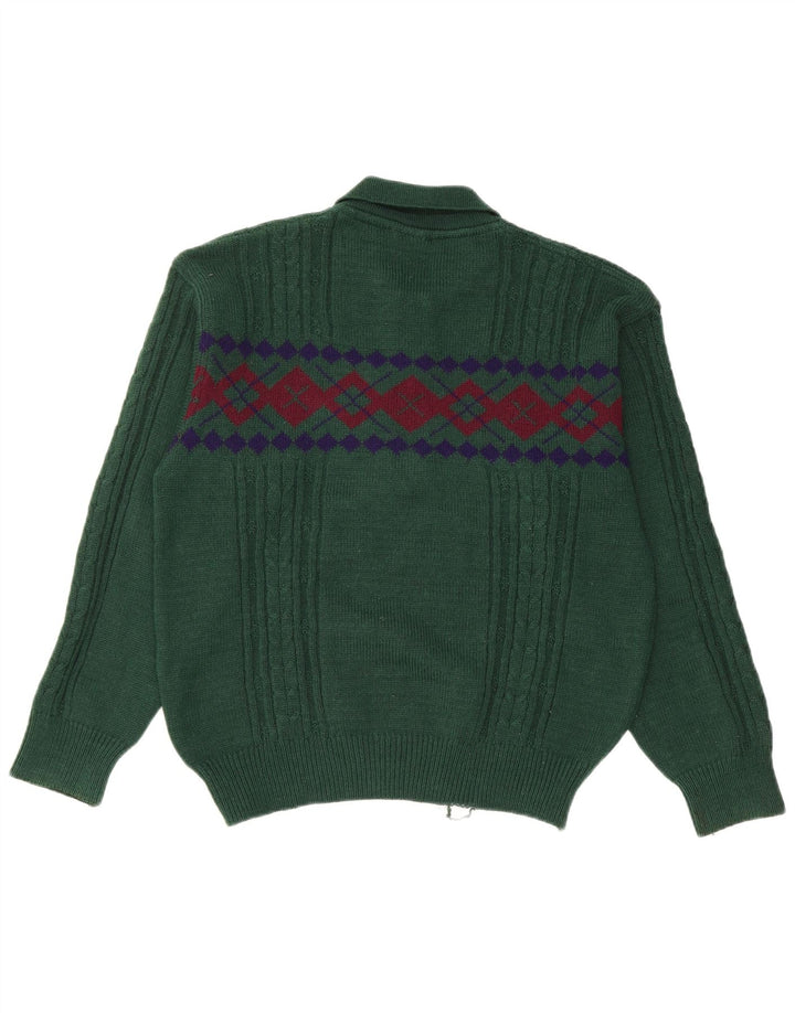 KAPPA Maglione da uomo con collo alto in lana geometrica verde medio