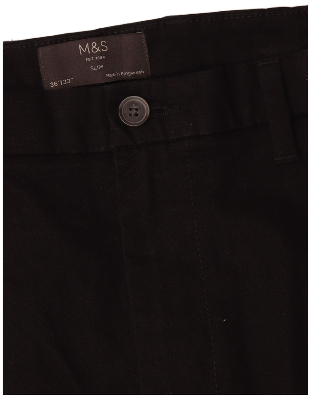 Pantaloni chino slim da uomo Marks & Spencer W36 L33 cotone nero