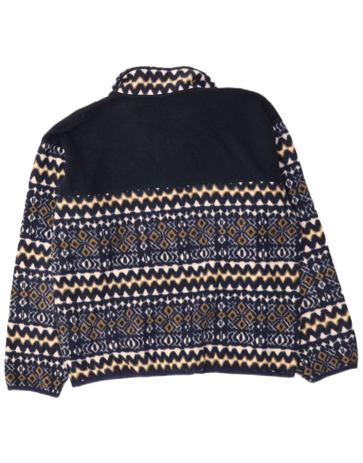 Maglione in pile da uomo con zip e collo Invicta medio blu navy geometrico
