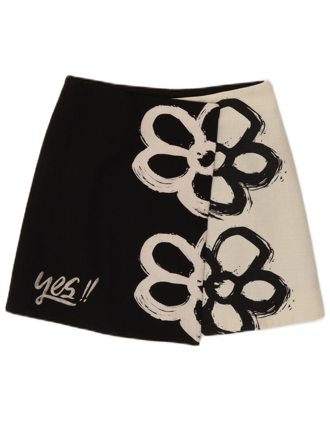 Desigual Minigonna avvolgente da donna EU 38 Media W28 Nera floreale moderna