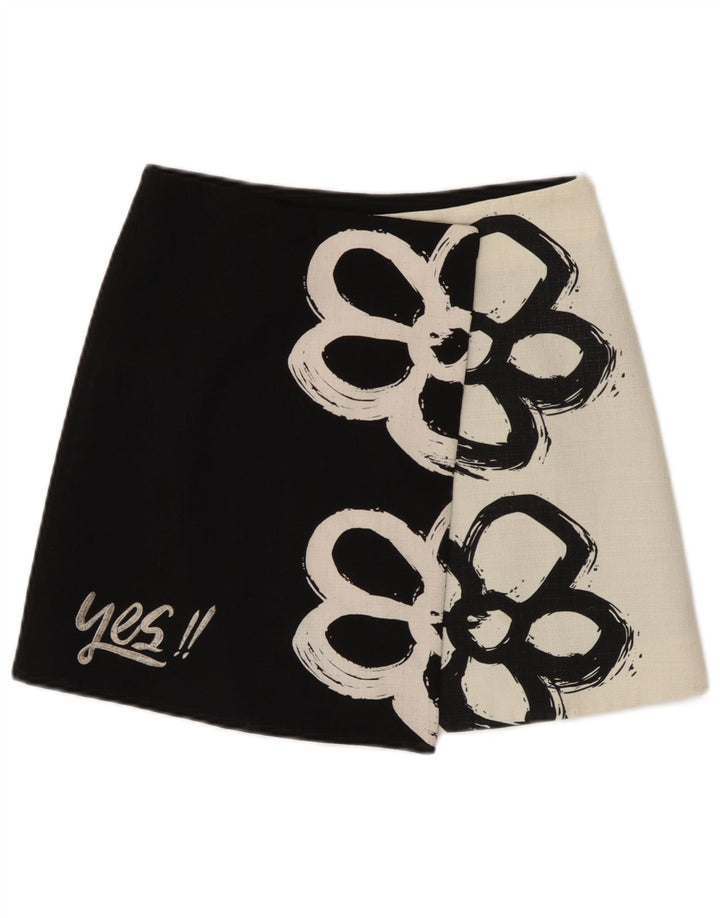 Desigual Minigonna avvolgente da donna EU 38 Media W28 Nera floreale moderna
