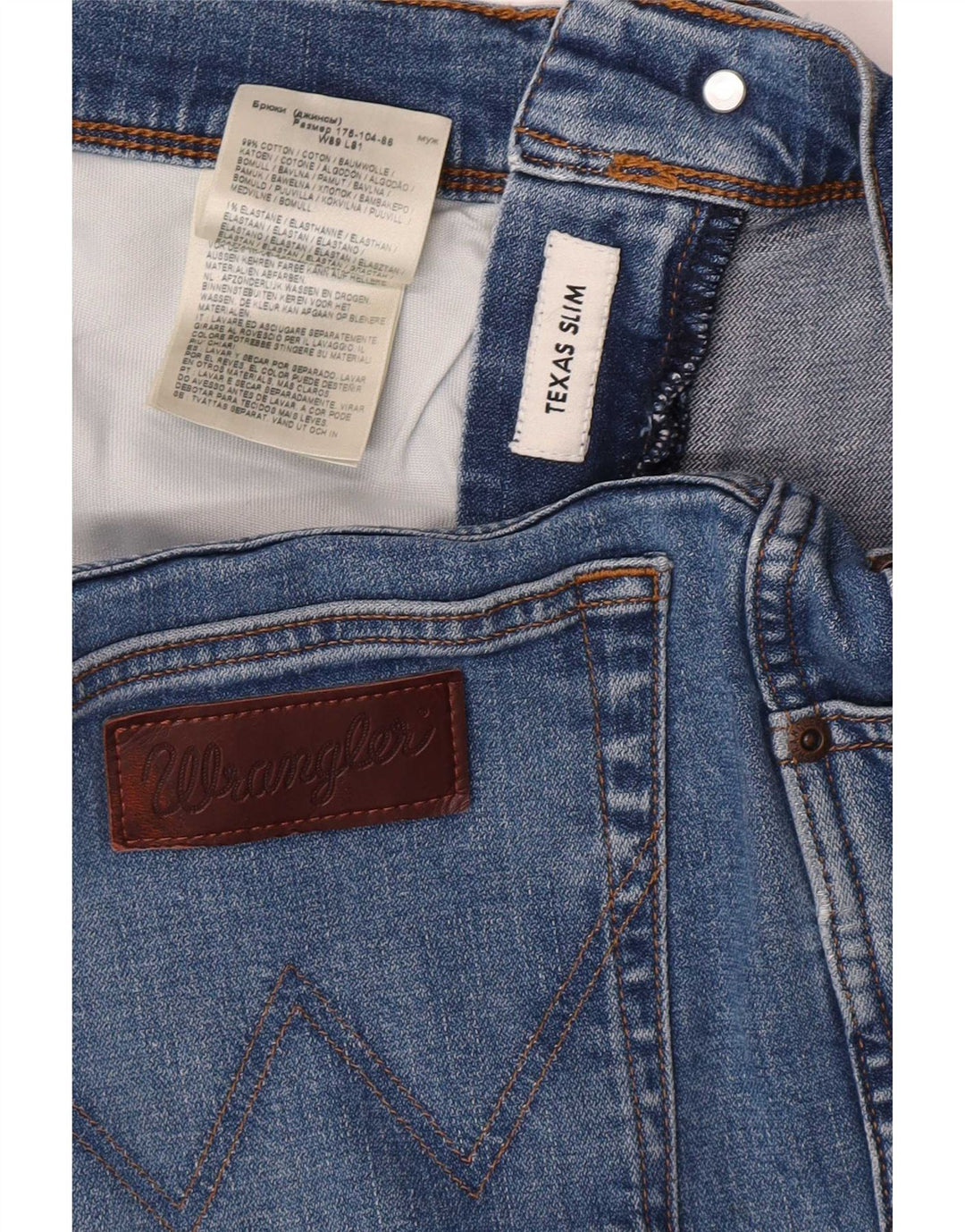 Jeans Wrangler Texas Slim da uomo W35 L29 cotone blu