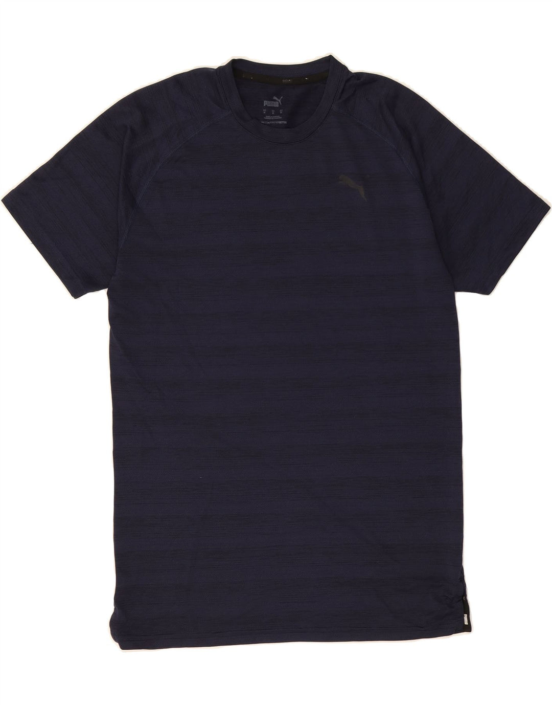 PUMA Mens T-Shirt Top Medium Navy Blue Striped Vintage Puma and Second-Hand Puma from Messina Hembry 