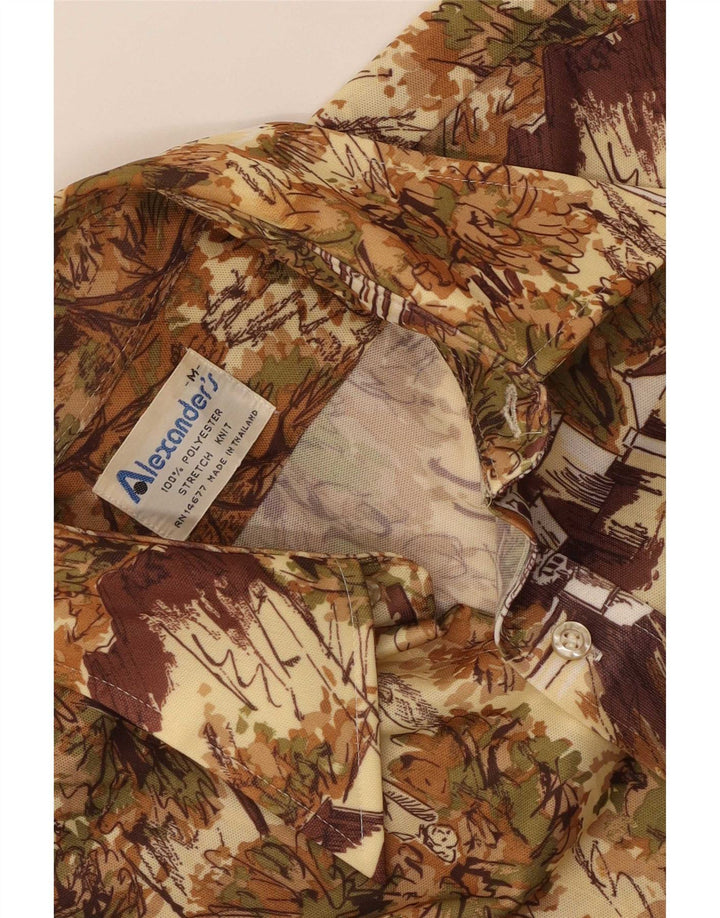 Camicia grafica da uomo di Alexander in poliestere floreale beige medio