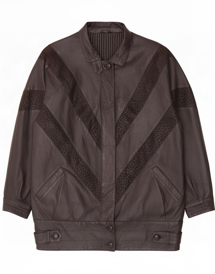 Cappotto in pelle grafica da donna Canda IT 44 medio nero