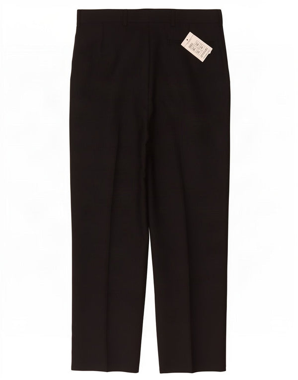 Pantaloni da abito dritti da uomo Marks & Spencer W32 L29 gessato blu navy
