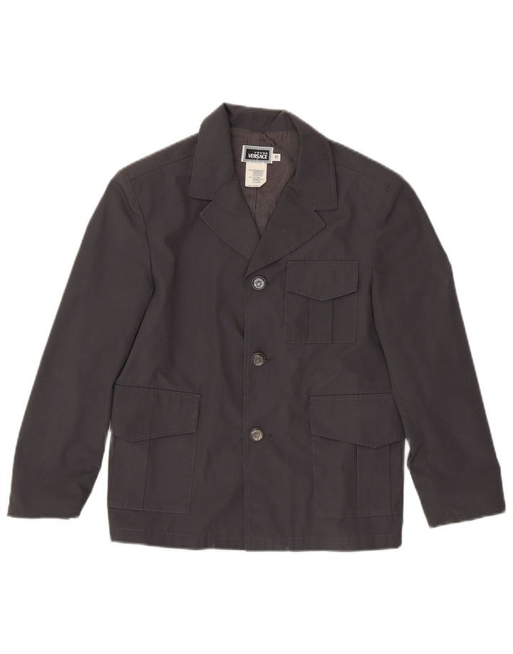 Giacca blazer a 3 bottoni Versace da ragazzo 9-10 anni in poliestere grigio
